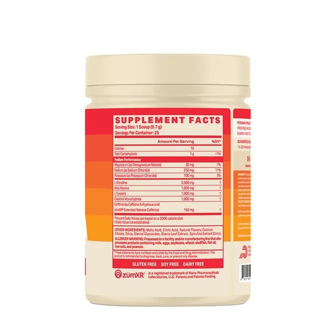 PODIUM Natural Flavors & Sweeteners Athlete Pre Workout Blue Raspberry Exp 03/26