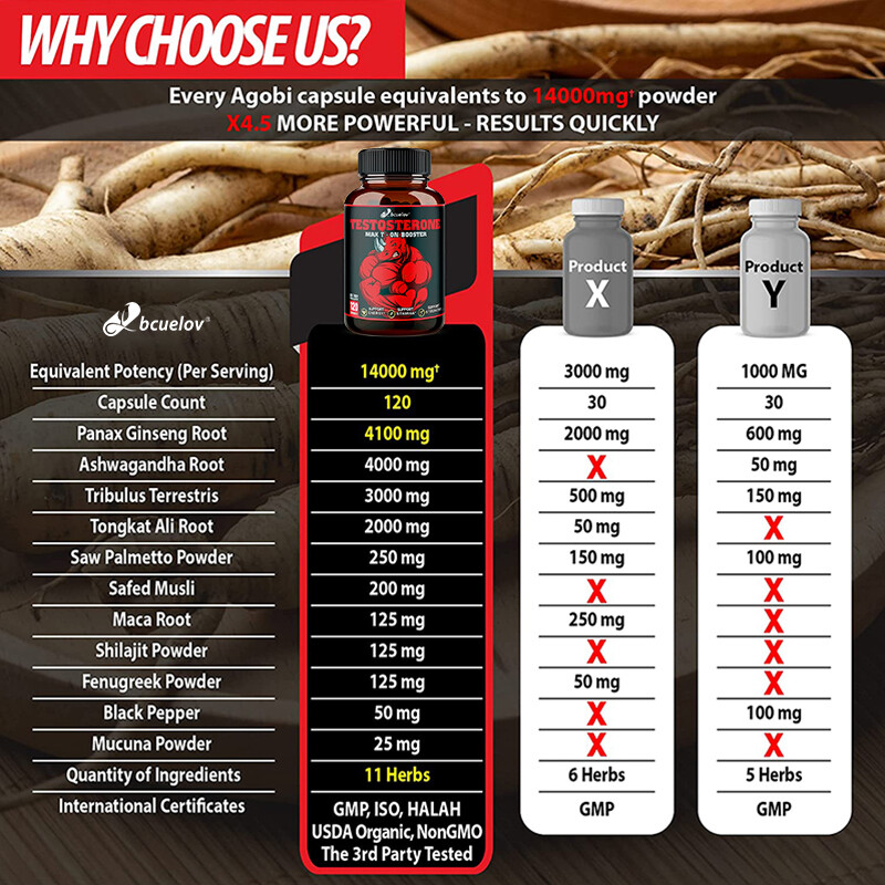 Panax Ginseng 120 Capsules-Testostero Booster, Muscle Health – US