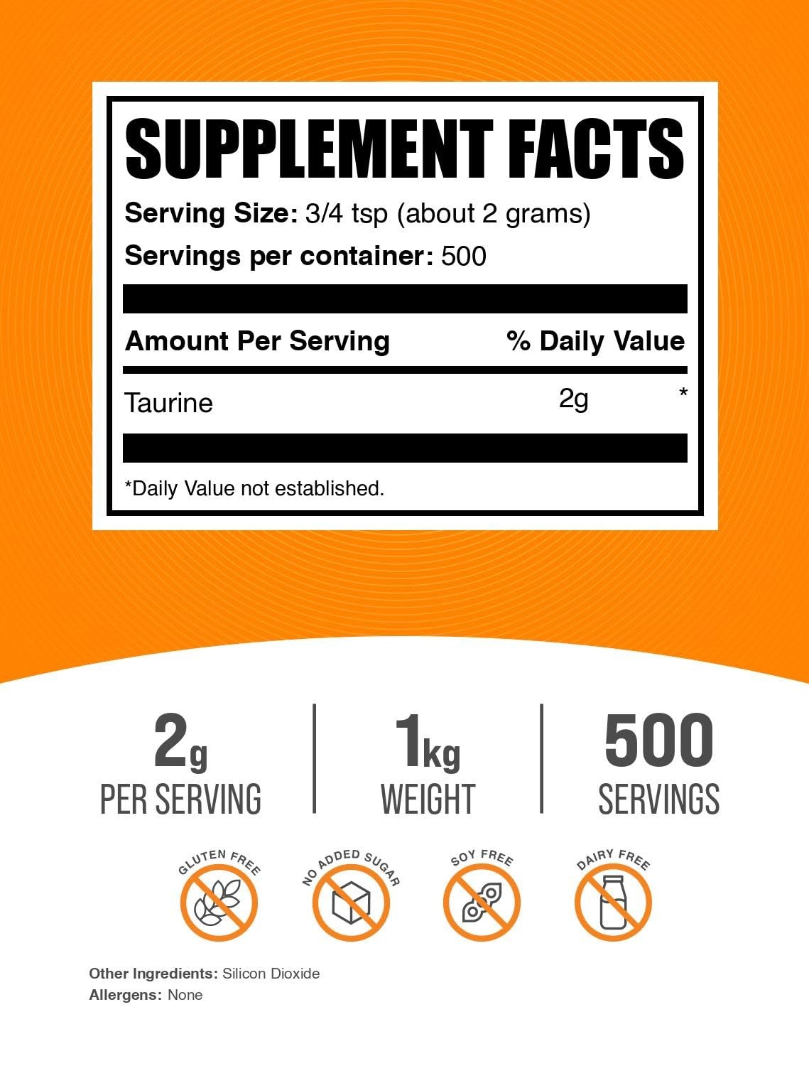 Taurine Powder 2000Mg Nutritional Supplement For Strength And Performance 2.2Lb