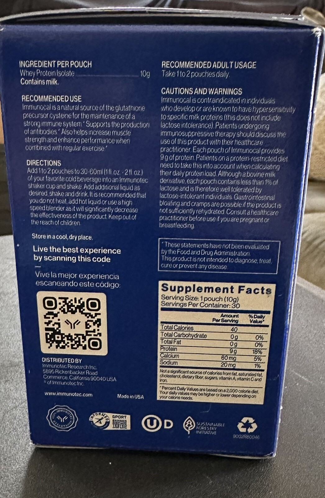 Immunocal Classic (Blue) Regular Glutathione Precursor 30 Pouches by Immunotec