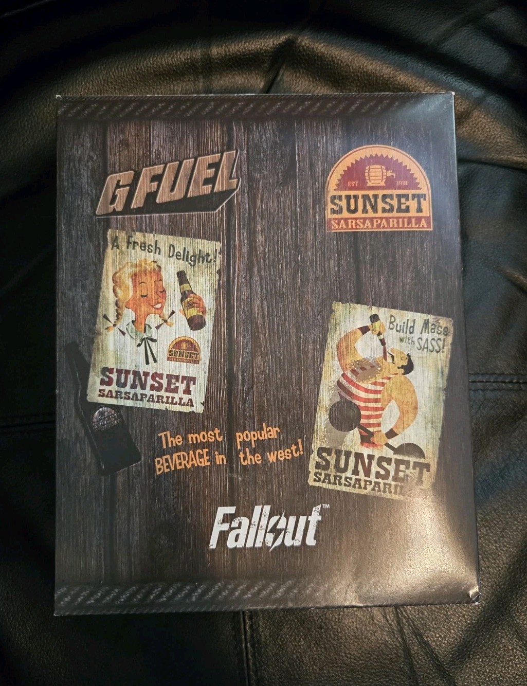 GFUEL Fallout Sunset Sarsaparilla Collector’s Box Shaker + Bottle Cap Tub G FUEL
