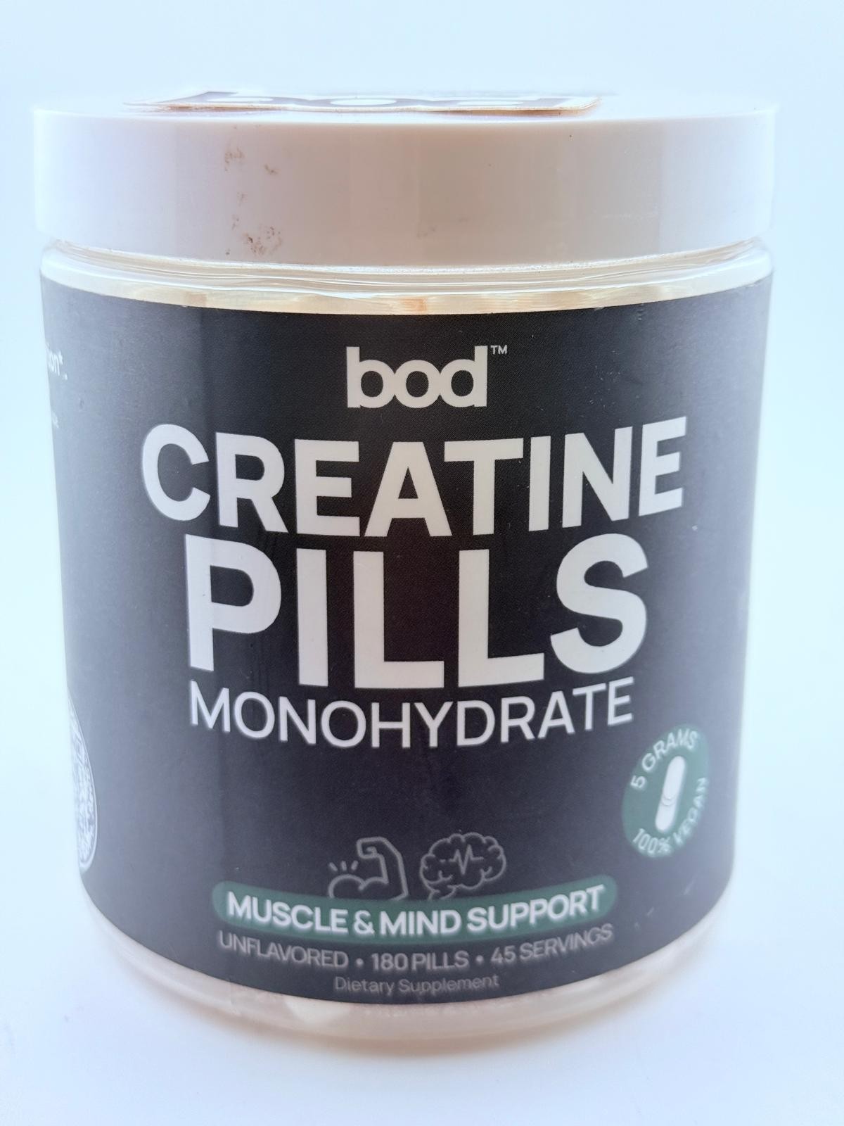 Creatine Monohydrate Pills – Muscle Builder, 180 Capsules, 45 Servings – 09/26