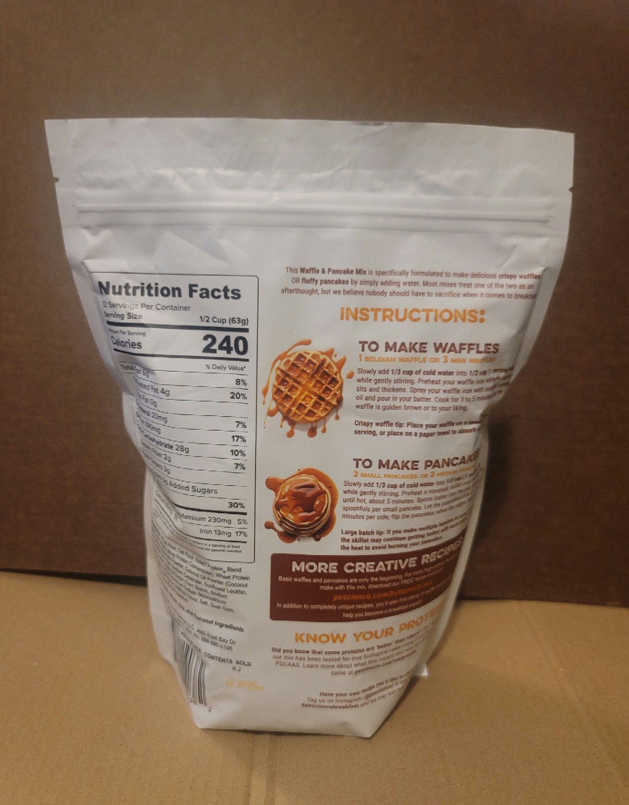 PEScience Homestyle PROTEIN Buttermilk Waffle Pancake Mix 12 Servings PE Science