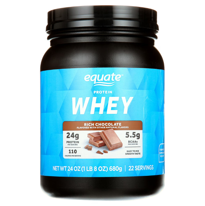 2 Pack Equate Whey Protein Powder, Rich Chocolate, 24 oz Pack