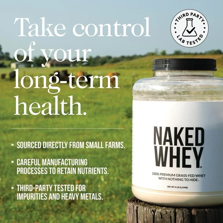 Naked Vanilla Whey Isolate, Grass-Fed Protein, 24 Servings