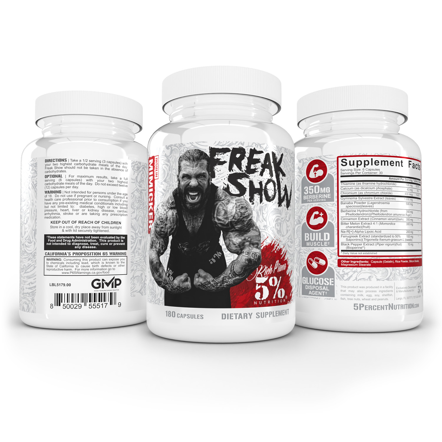 5% Nutrition Rich Piana LIVER AND ORGAN DEFENDER 270 Caps PCT Support