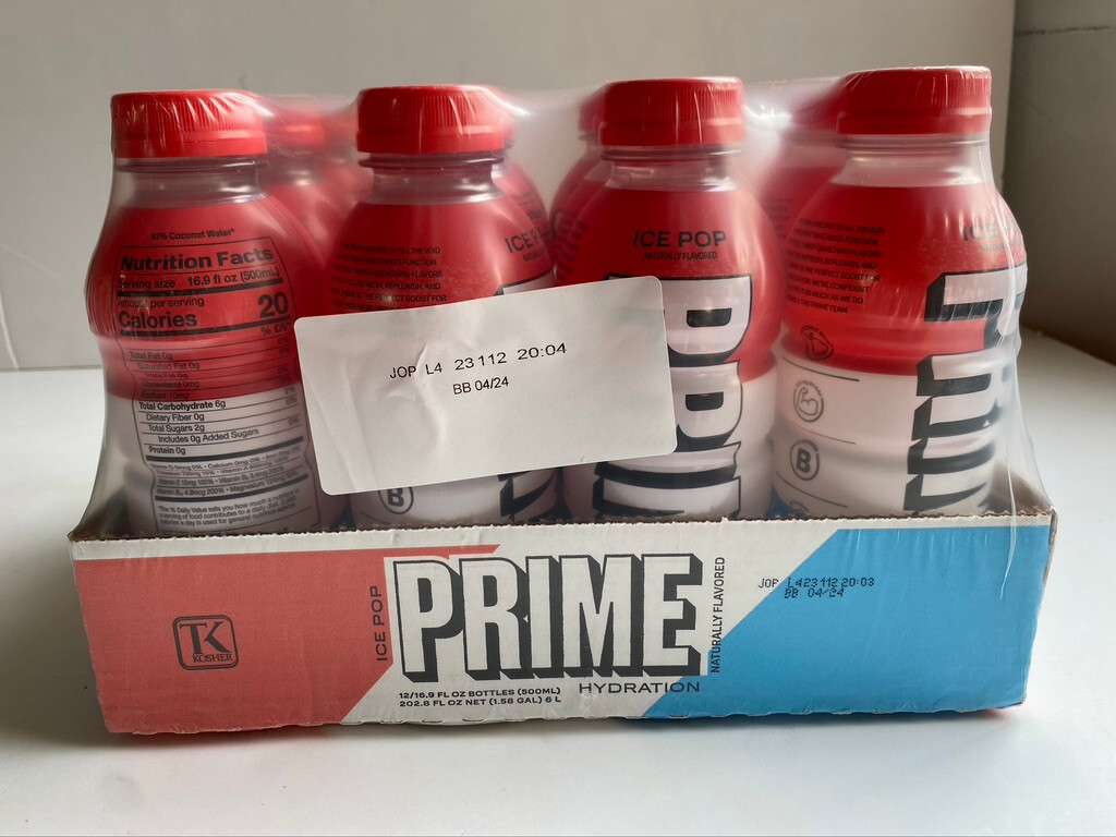 Prime Hydration Drink Flavor Ice Pop Case of 12 Bottles 16.9 oz Each