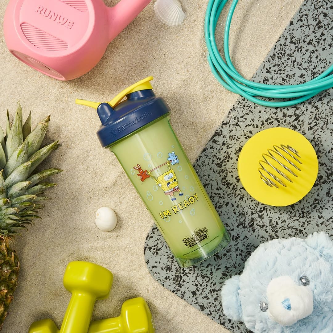BlenderBottle Spongebob Shaker Bottle Pro Series Perfect for Protein Shakes and
