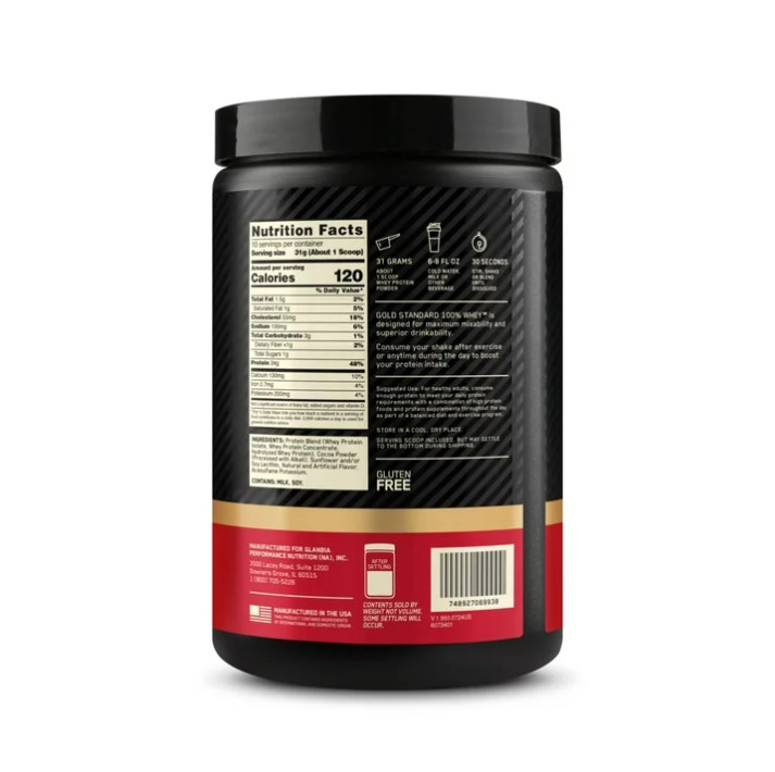 3 Pack Gold Standard 100% Whey Protein Powder, Double Rich Chocolate, 10 Serv Pk