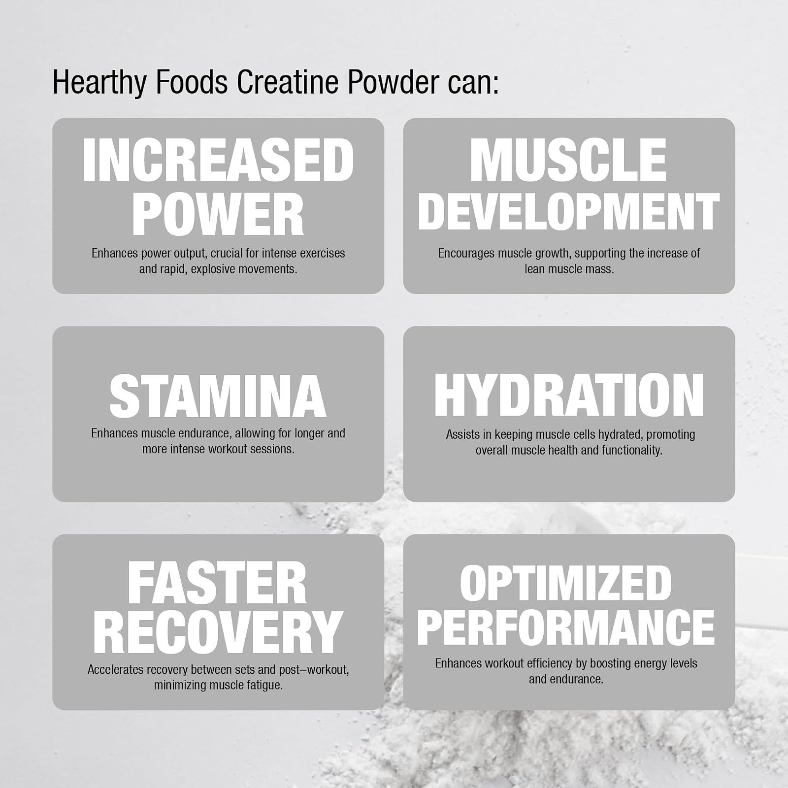 HEARTHY FOODS Creatine Monohydrate Powder 500G Unflavored 100 Servings