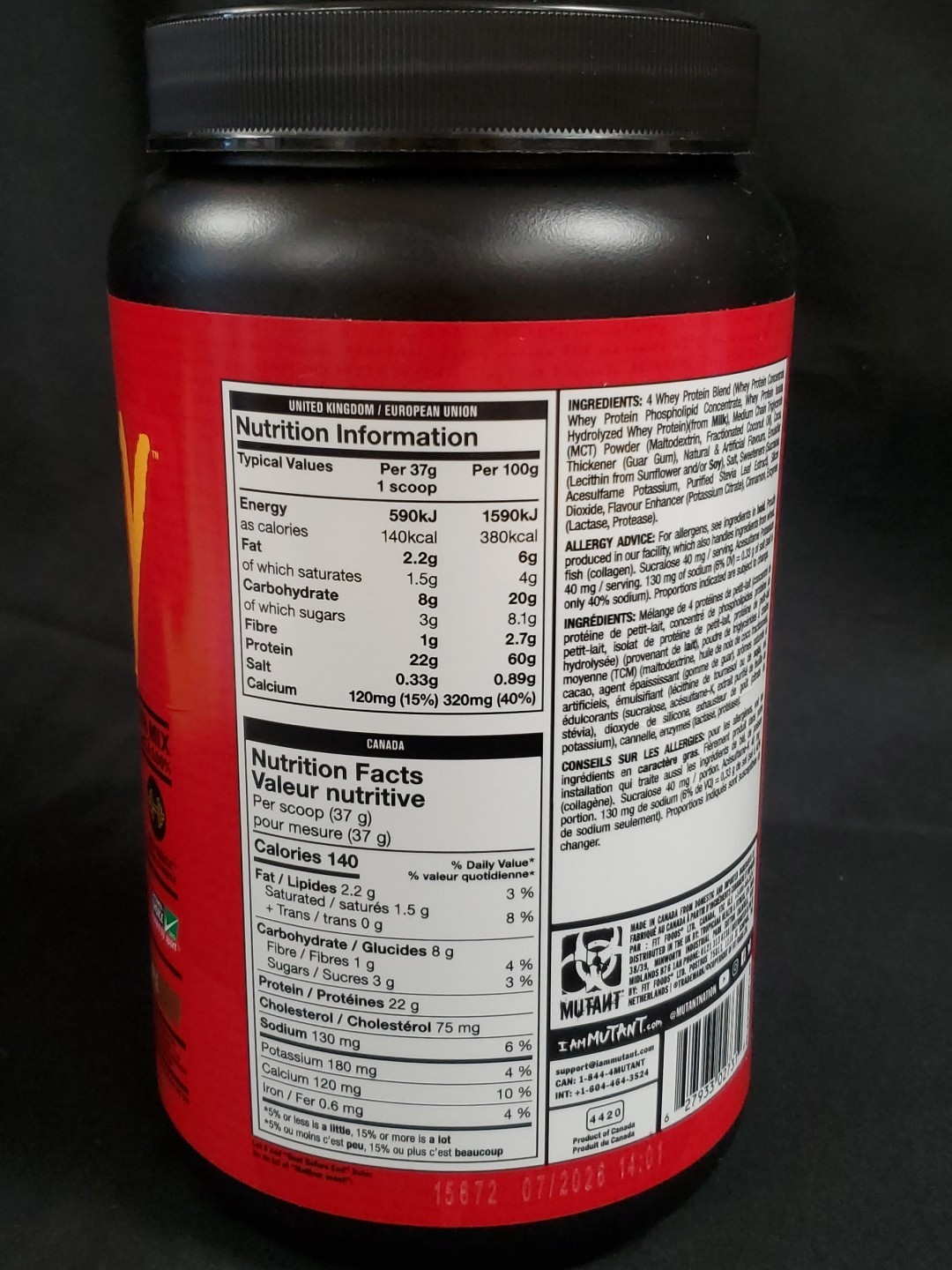 MUTANT WHEY New Formula 100% Gourmet Whey Protein Triple Chocolate Exp.07/2026