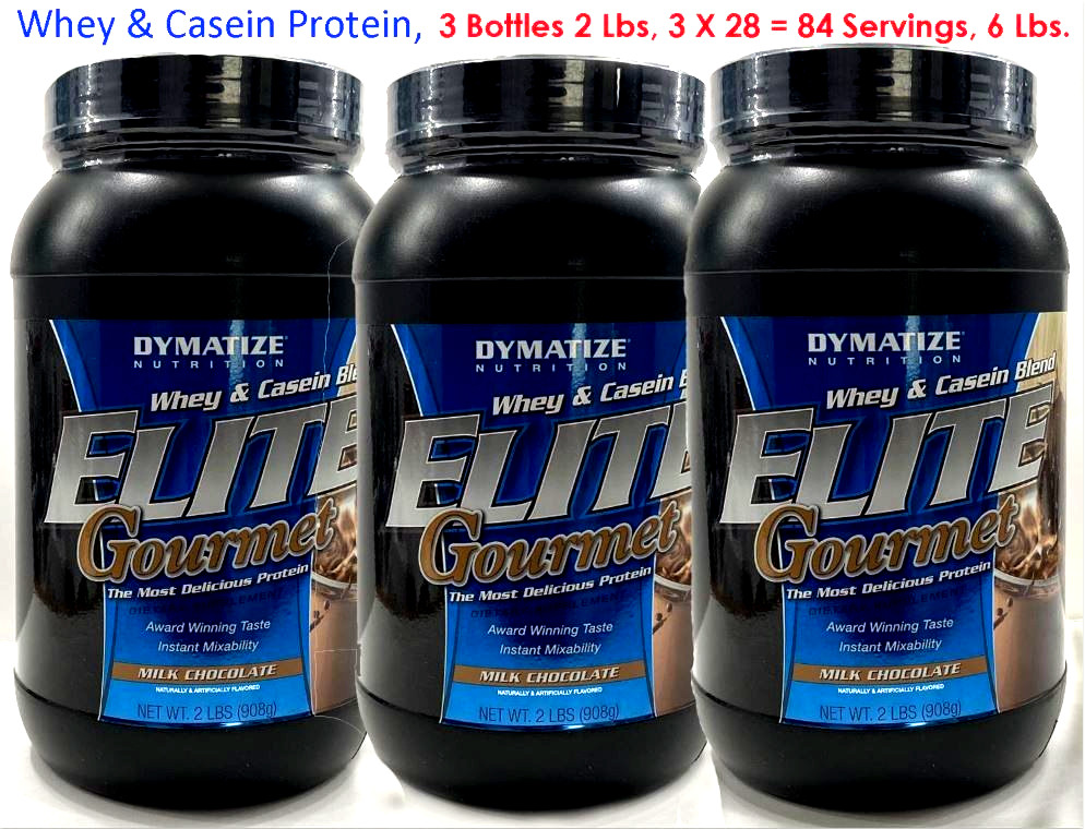 Elite Gourmet, Whey & Casein Blend, Milk Chocolate 3 bottles X 2 lbs = 6 Pounds