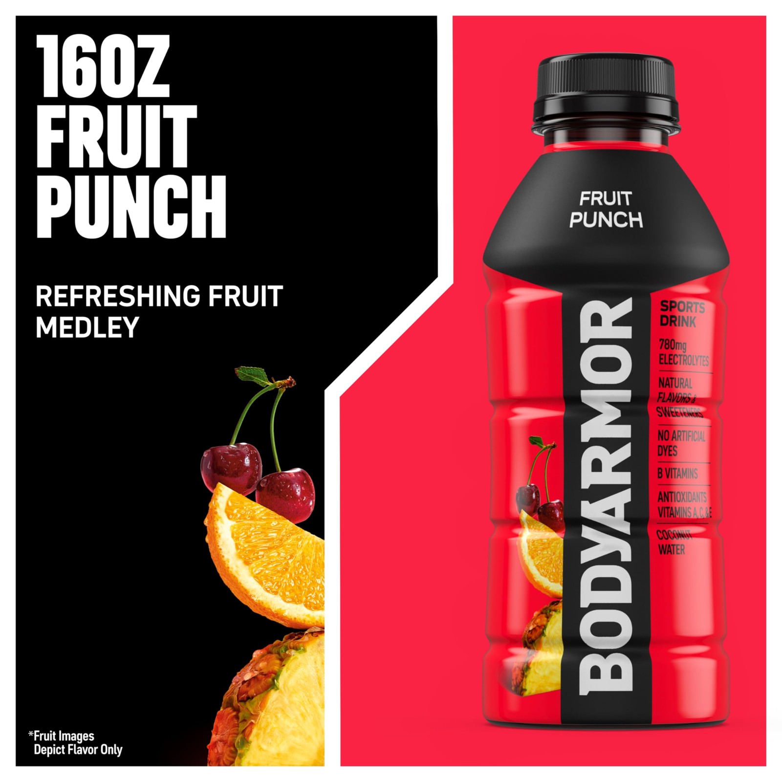 BODYARMOR Sports Drink Sports Beverage, Fruit Punch, 16 Fl Oz