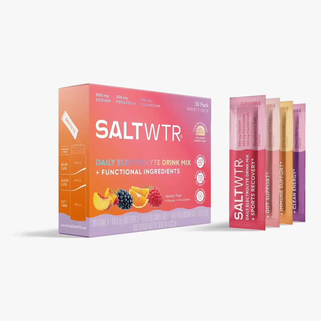 SaltWTR Functional Clean Electrolyte Hydration Drink Mix – Variety 30 Pack
