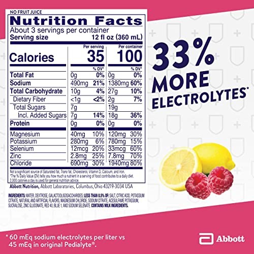 Pedialyte with Immune Support, Raspberry Lemonade, Electrolyte Hydration Drink