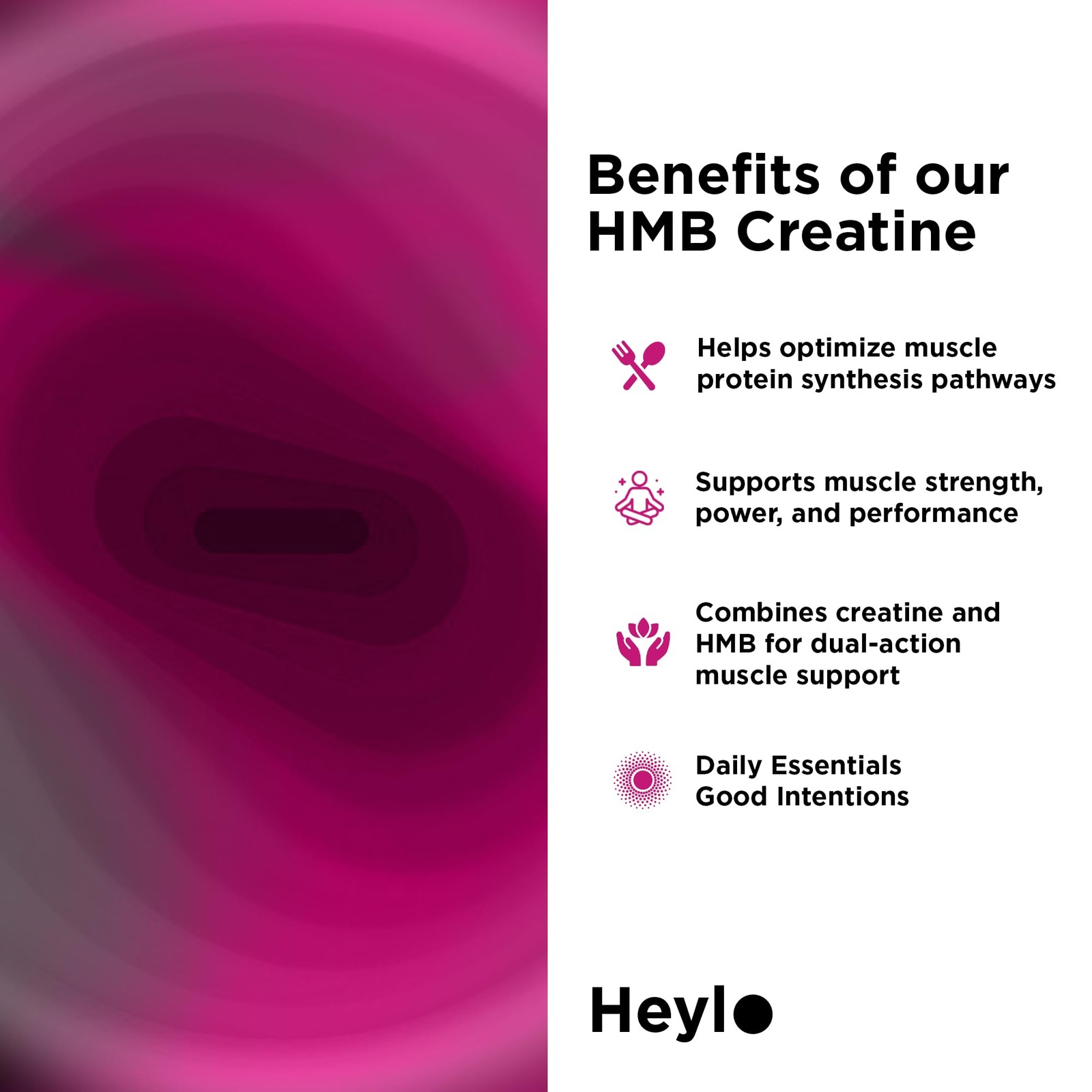 Heylo Creatine Monohydrate Powder 5g HMB Vitamin D Calcium 30 Ct Tropical Punch