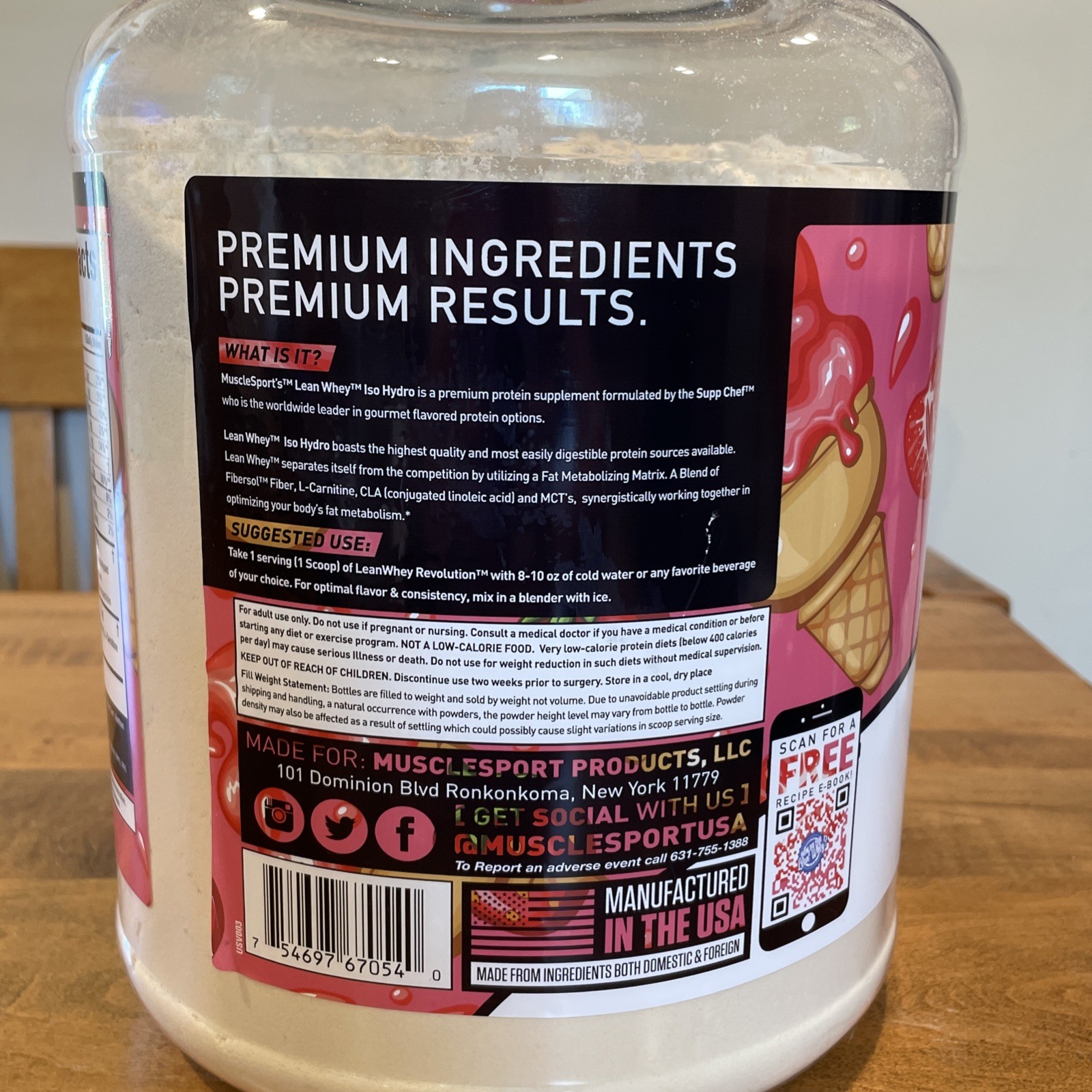 MuscleSport Lean Whey Iso Hydro™ Protein 5lb Strawberry Ice Cream Exp 08/2027