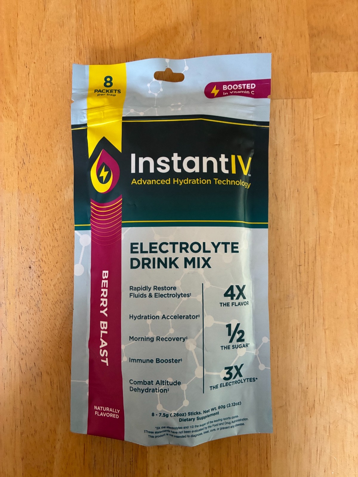 Instant IV Electrolytes Powder Drink Mix Advanced Hydration 8ct Berry Blast