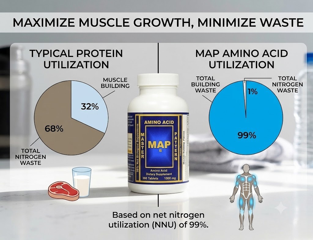 INRC Master Amino Acid Pattern (MAP)Muscle Building Tablets–1 Pack (120 Tablets)