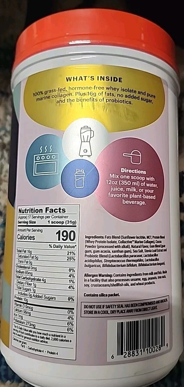 NATREVE KETO PROTEIN WITH COLLAGEN & MCTs 1.16 Lb. Fudge Brownie EXP: 07/2026
