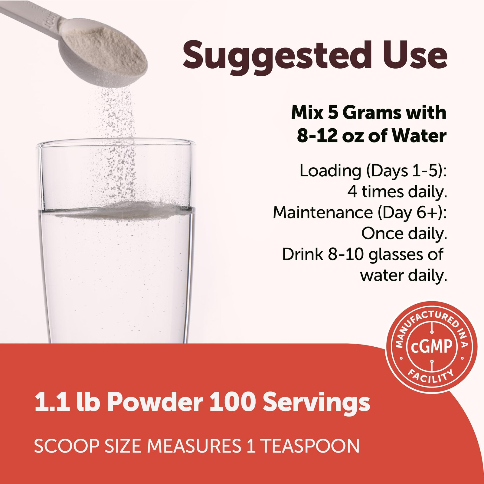 Creatine Monohydrate 500 Grams (1.1 Lb), 5000mg Per Serving, Micronized Creat…