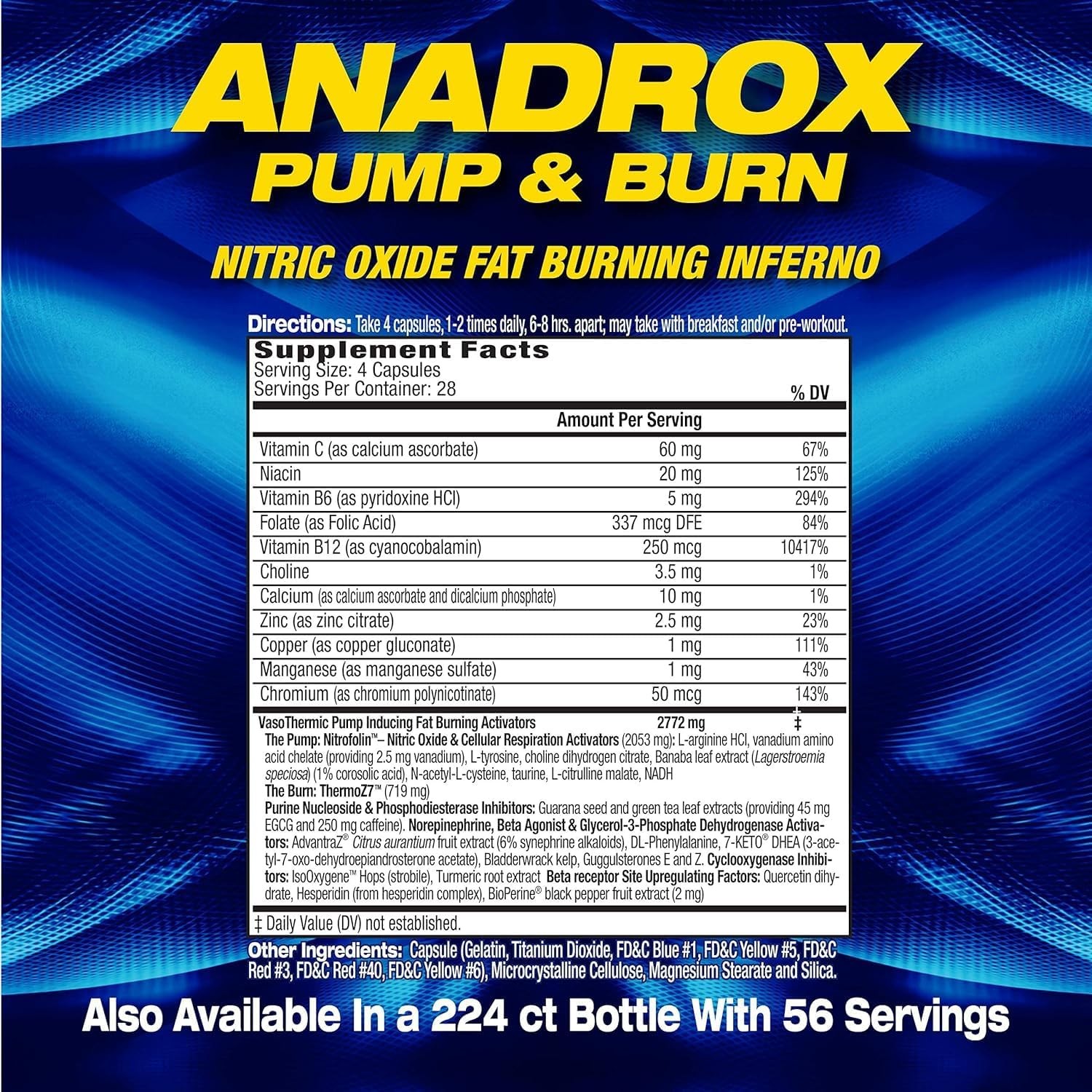 MHP Anadrox Pump & Burn, Nitric Oxide Fat Burning 112 Count (Pack of 1)