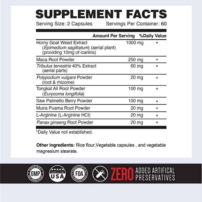 Testosteron Booster Supplements Strength Stamina Sex Drive 30/60/120 Capsules