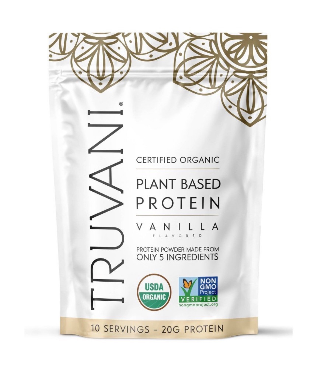 Truvani Vegan Pea Protein Powder Vanilla 20g Organic Plant Based Serving Keto