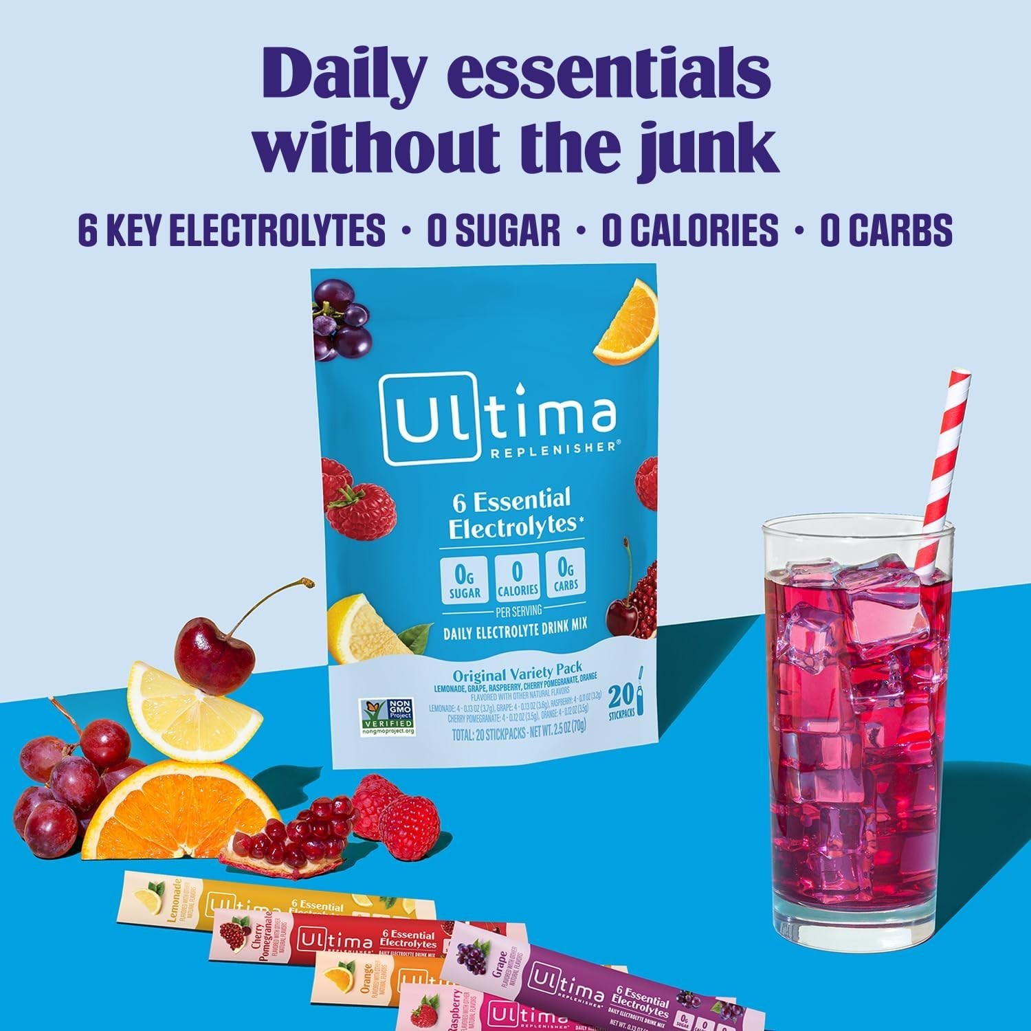 Ultimate Hydration Stickpacks – 6 Essential Electrolytes, Keto Friendly &