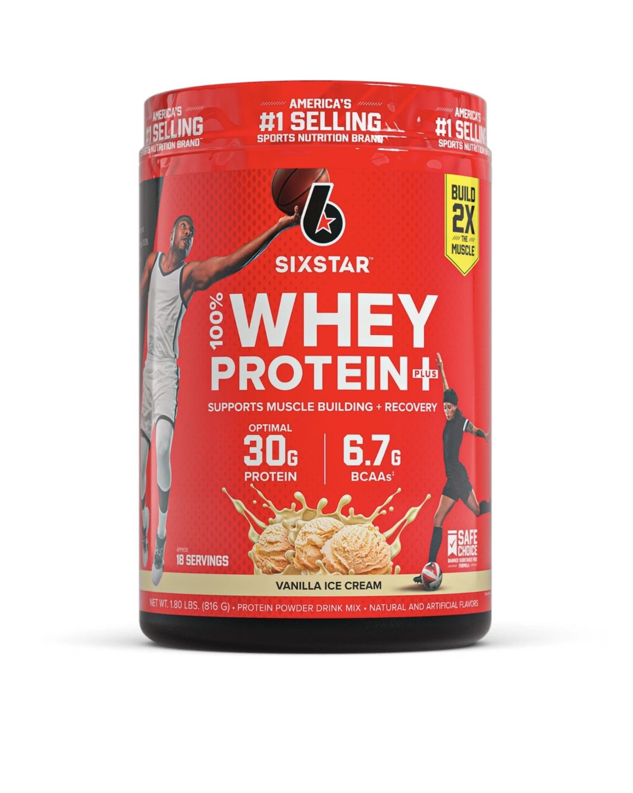 Nutrition 100% Whey Protein Powder Plus, 30g Protein, Vanilla Cream. Exp: 2028