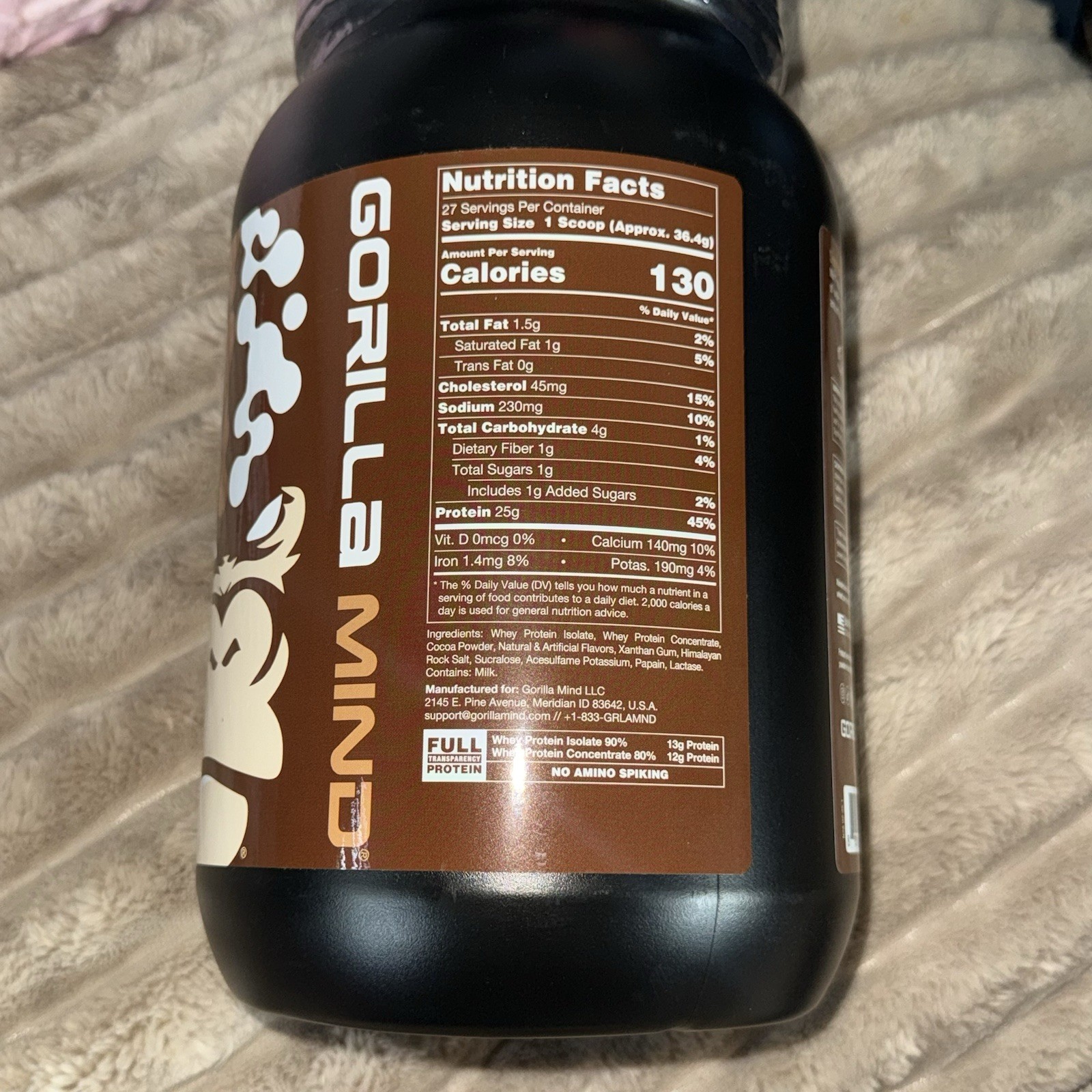 Gorilla Mind Milk Chocolate Whey Protein Powder 2.17 lb. 27 Servings 06/2027