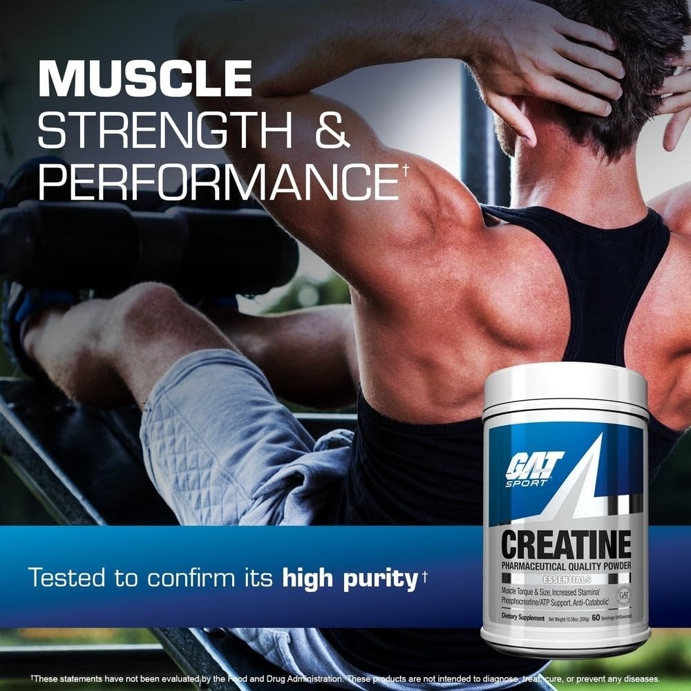 GAT SPORT Creatine Monohydrate Powder, 150 5.3 Ounce (Pack of 1), White