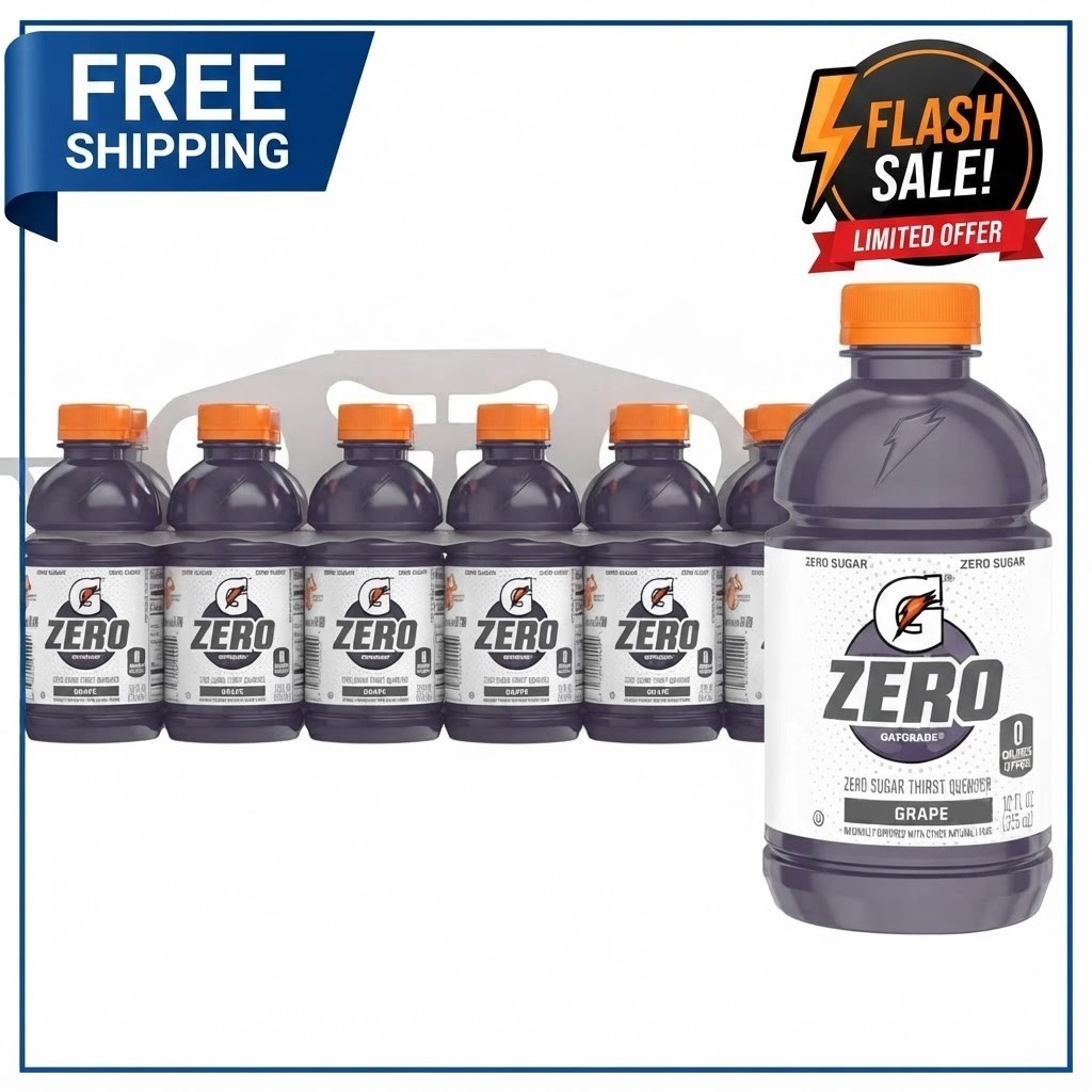 Gatorade Thirst Quencher Zero sugar sports 12 fl oz (Pack of 12) Purple ……..