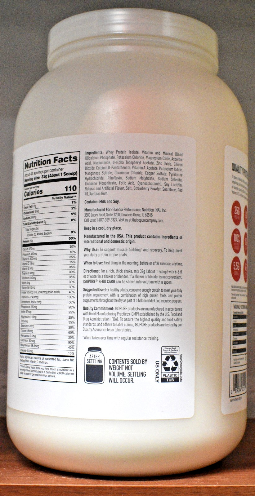 Isopure Strawberries & Cream Zero Carb Protein Powder 3 lb (1.36 kg) 44 Servings