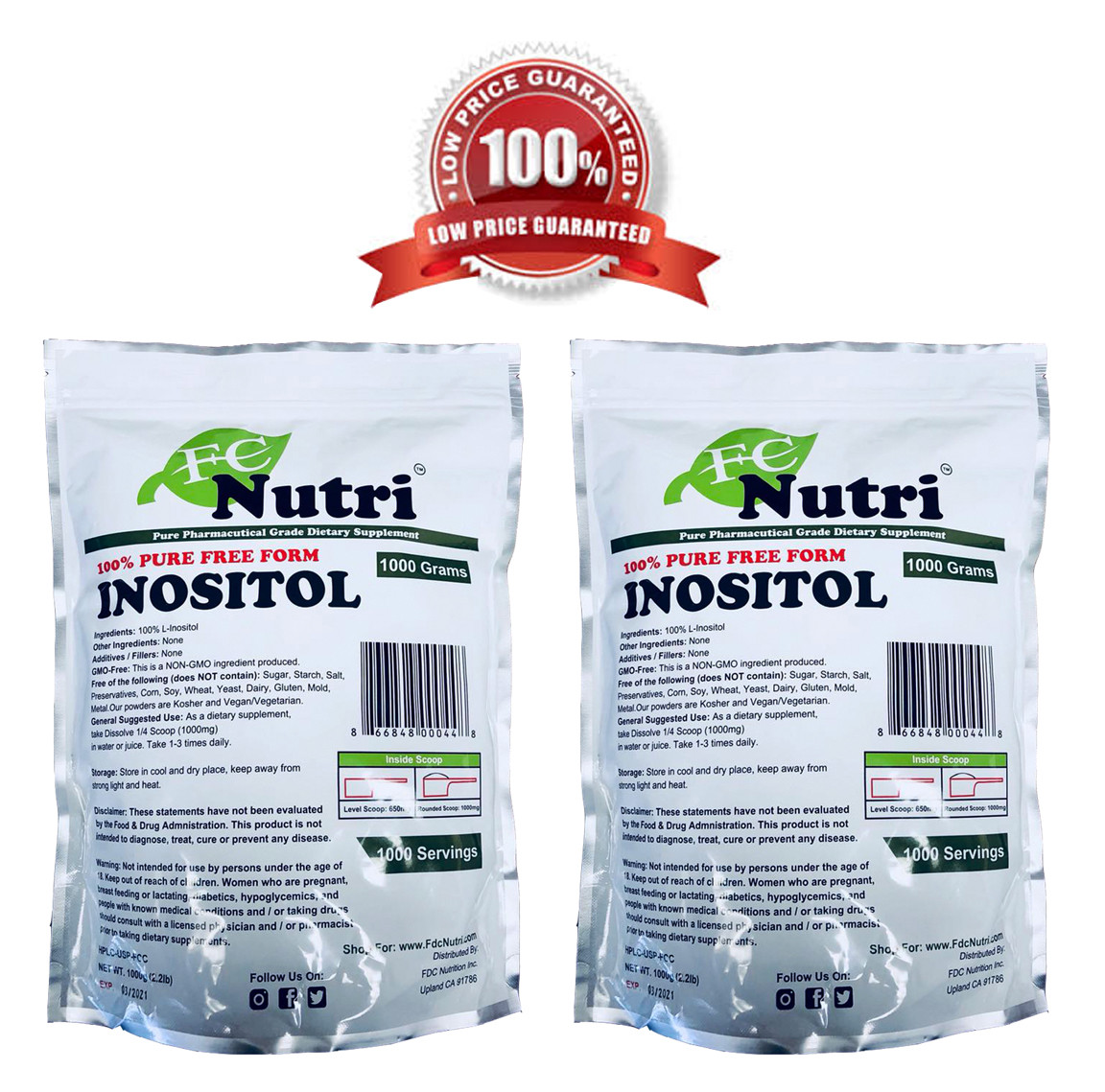 Inositol Powder (Vitamin B8) 100% Pure x 2 Bags Total 4.4lb (2000g)