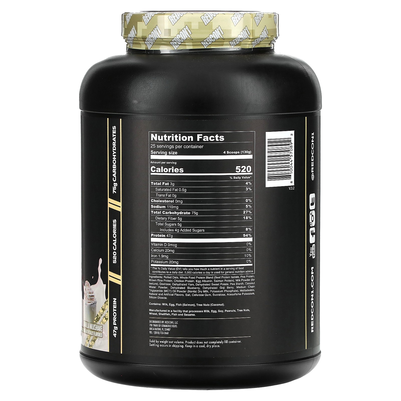 MRE, Whole Food Protein, Vanilla Milkshake, 7.16 lb (3,250 g)