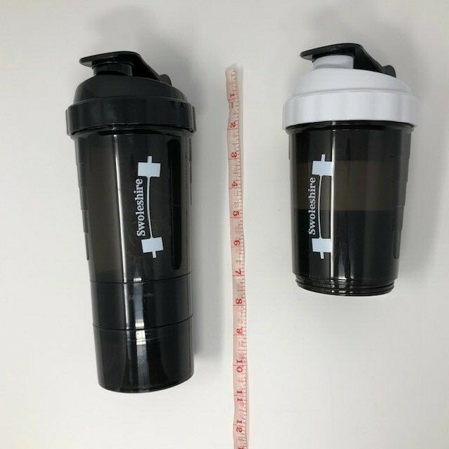 Swoleshire 3 in 1 Shaker Bottle 16 oz Steel Ball with Protein & Vitamin Storage