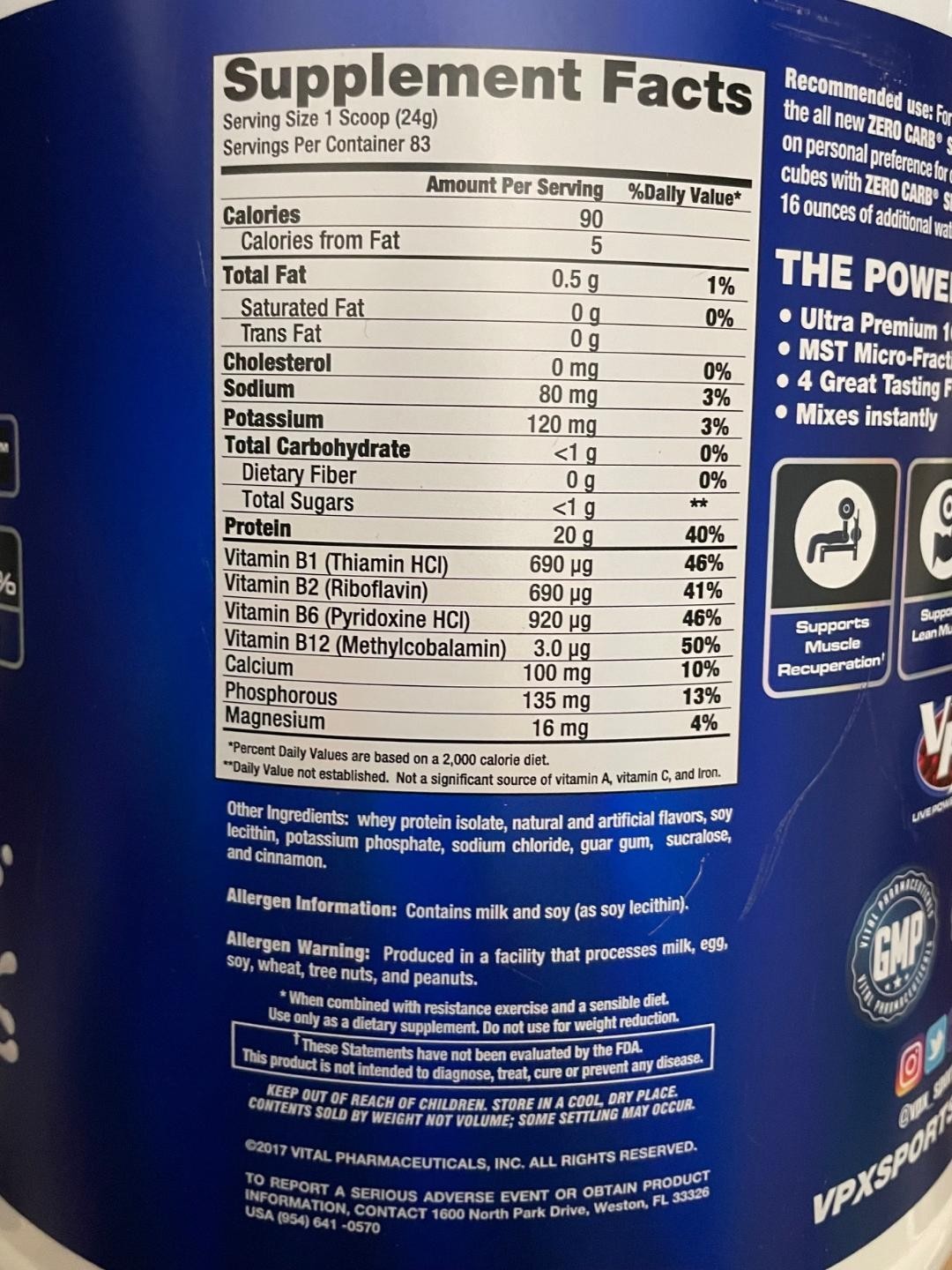 ZERO CARB SRO Whey Protein Isolate 4.4 Lbs Graham Cracker 83 Serving,90 Calories