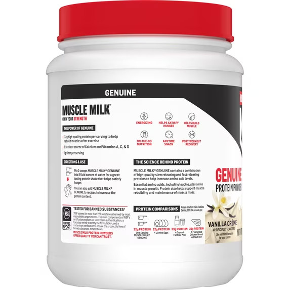 Muscle Milk Genuine Vanilla Protein Powder 32g Protein 1.9lb 30.9oz