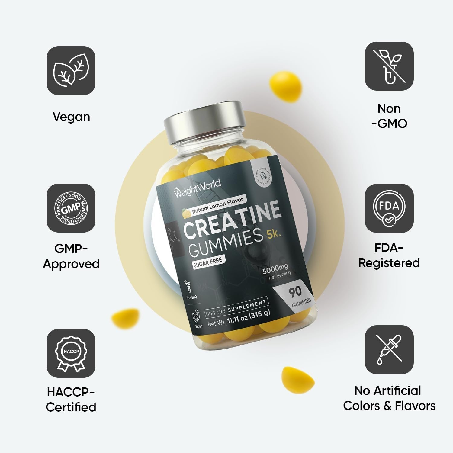 WeightWorld Creatine Gummies 5000mg 90 Count – Workout Performance Support