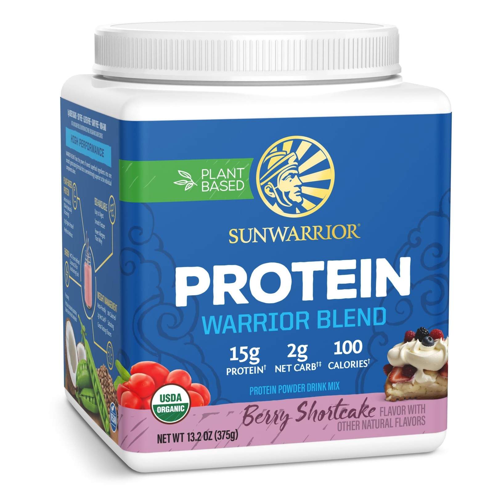 Warrior Blend, Plant Based, Vegan Protein Powder with Peas & Hemp, Berry, 13…