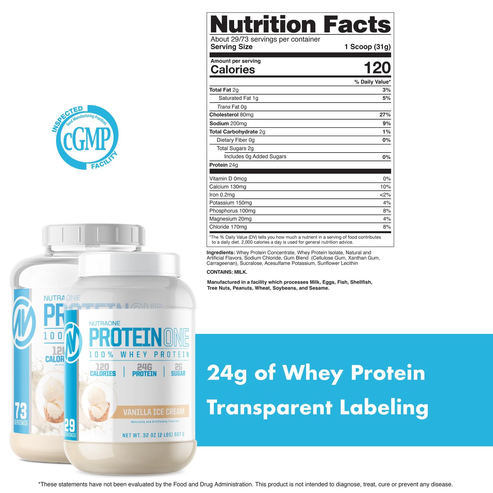 NutraOne ProteinOne Vanilla Ice Cream – 2lbs