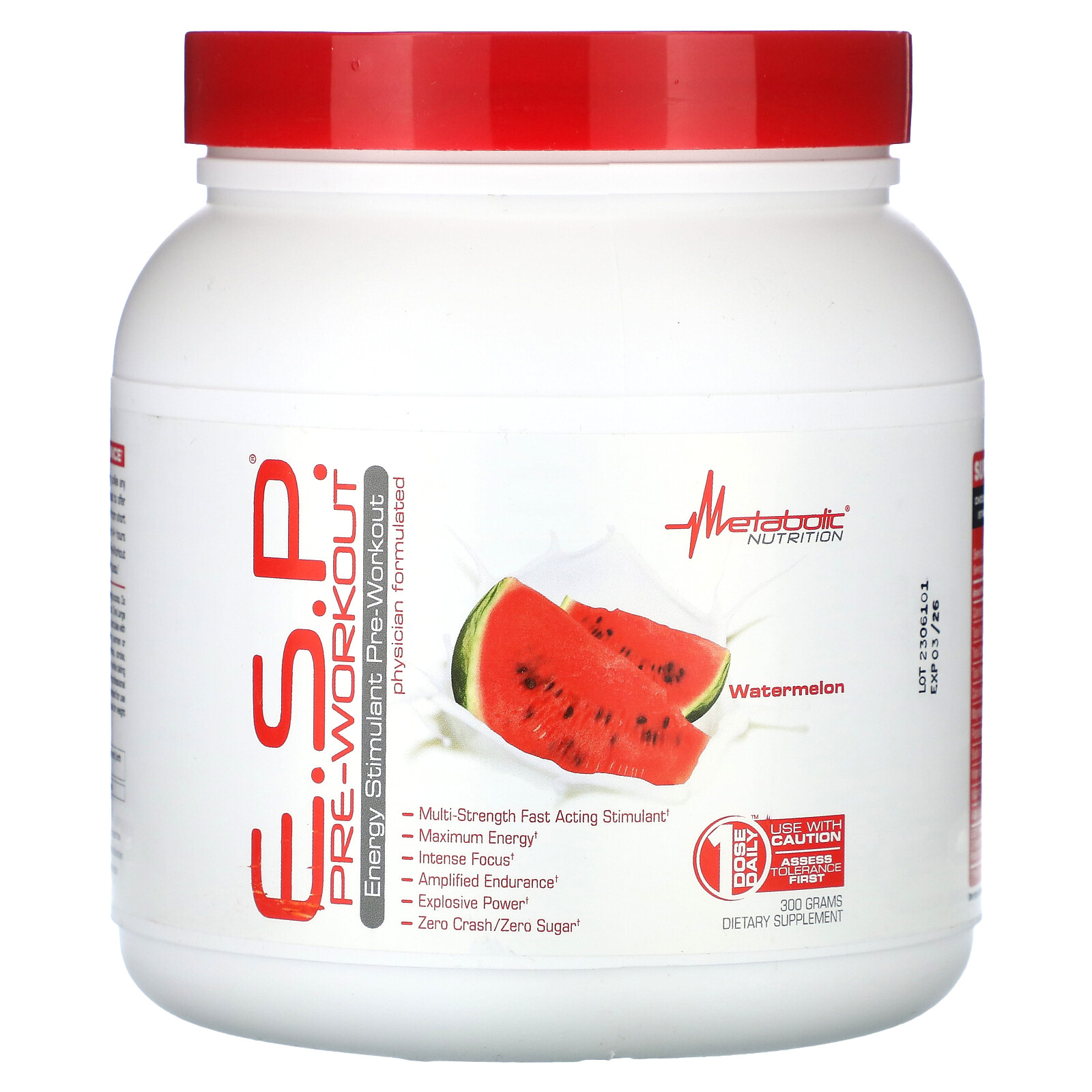 Metabolic Nutrition E S P Pre-Workout Watermelon 300 g Gluten-Free, Sugar-Free