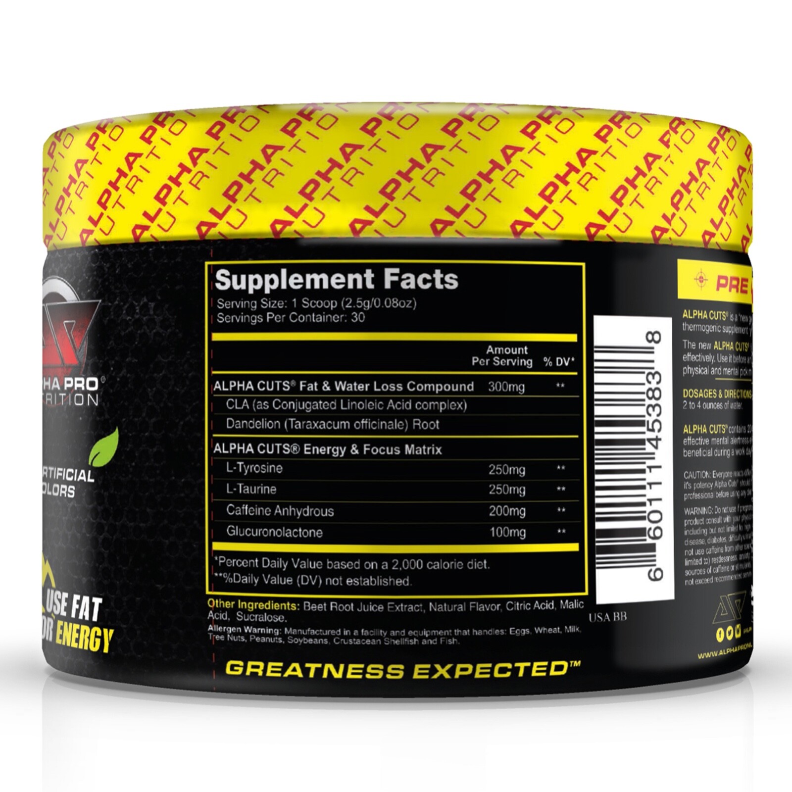 Fat Burner Weight Loss Pre Workout Alpha Cuts Alpha Pro Nutrition burn belly fat