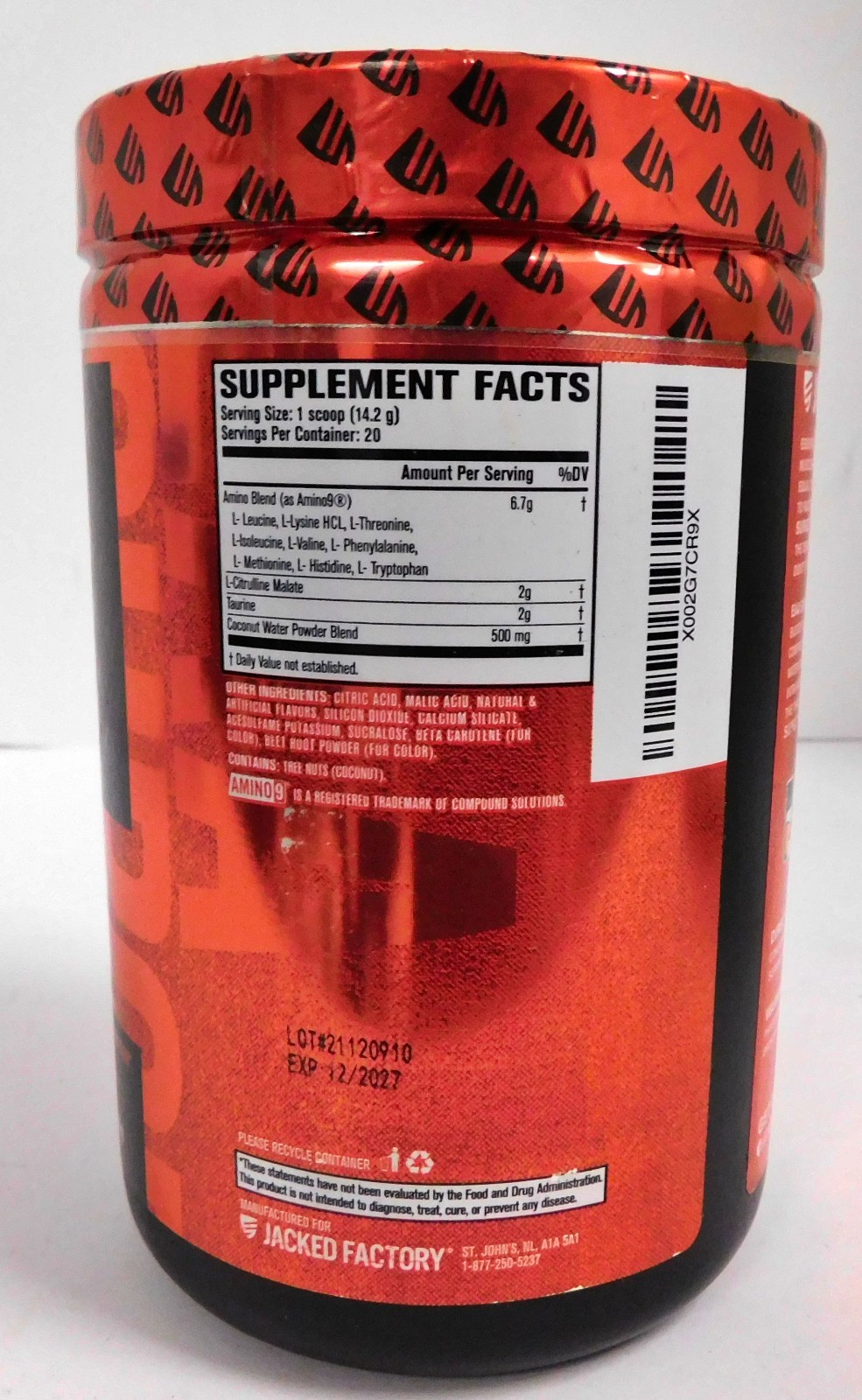 Jacked Factory EAA Surge Essential Amino Acids Powder 10 oz