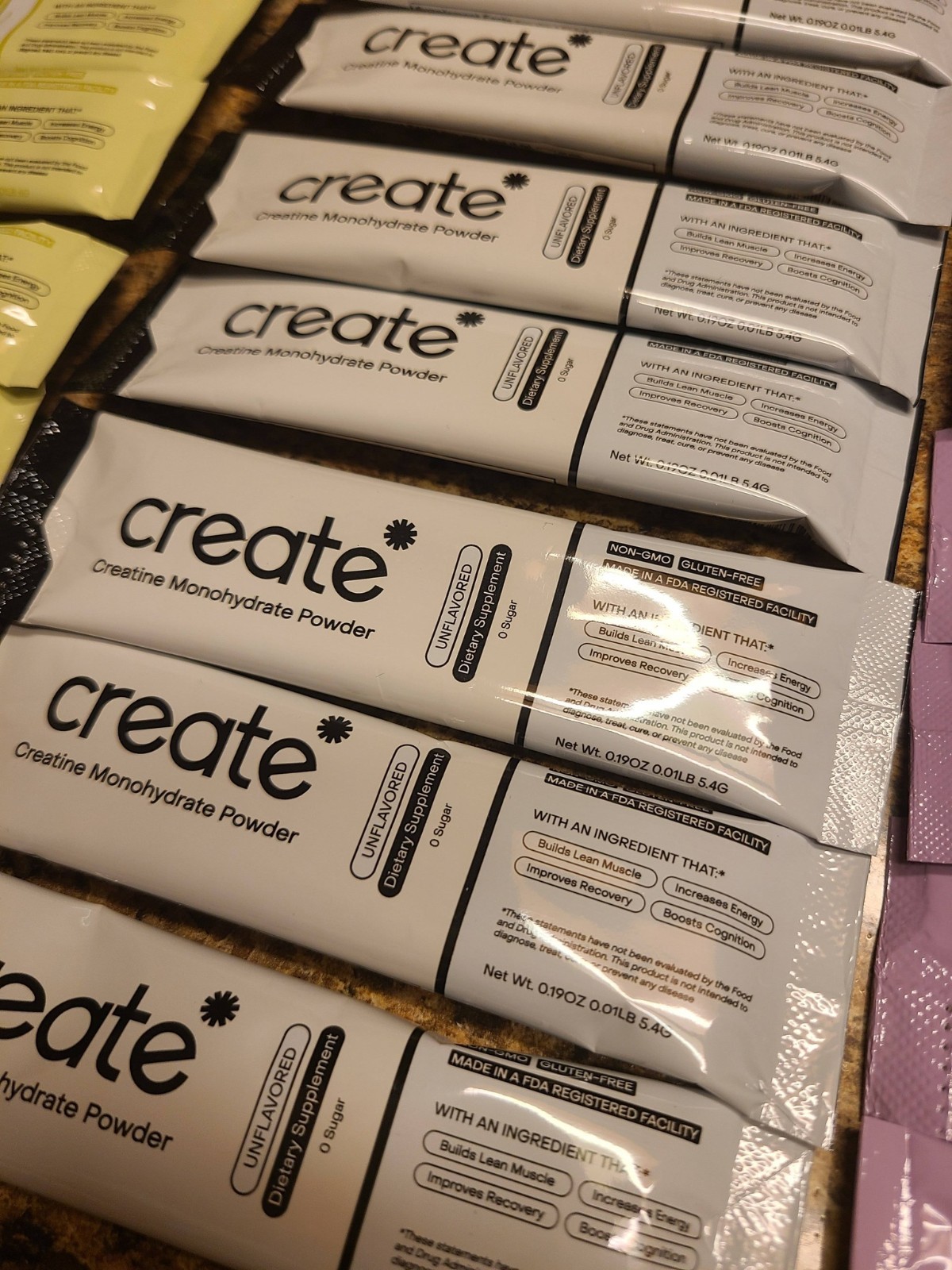 Create Creatine Monohydrate Powder Sticks-30 ct Variety Lemon Lime-Mix Berry etc