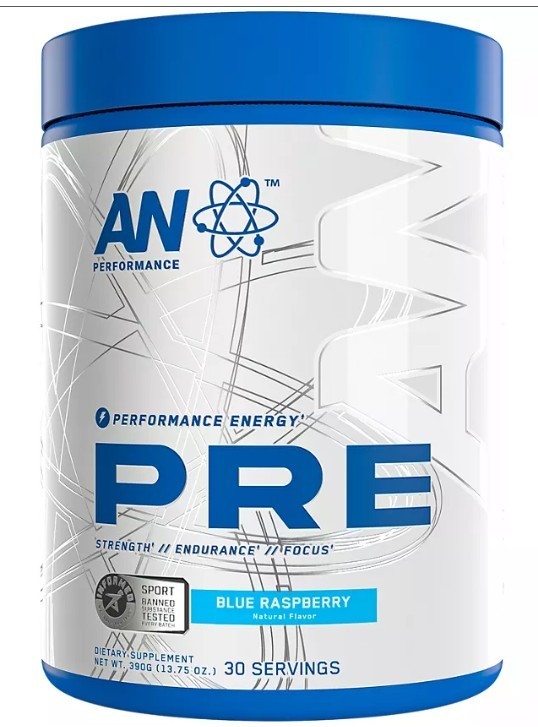 AN Performance Pre Workout Energy Drink/Blue Raspberry X2- 60 Servings/SEALED!