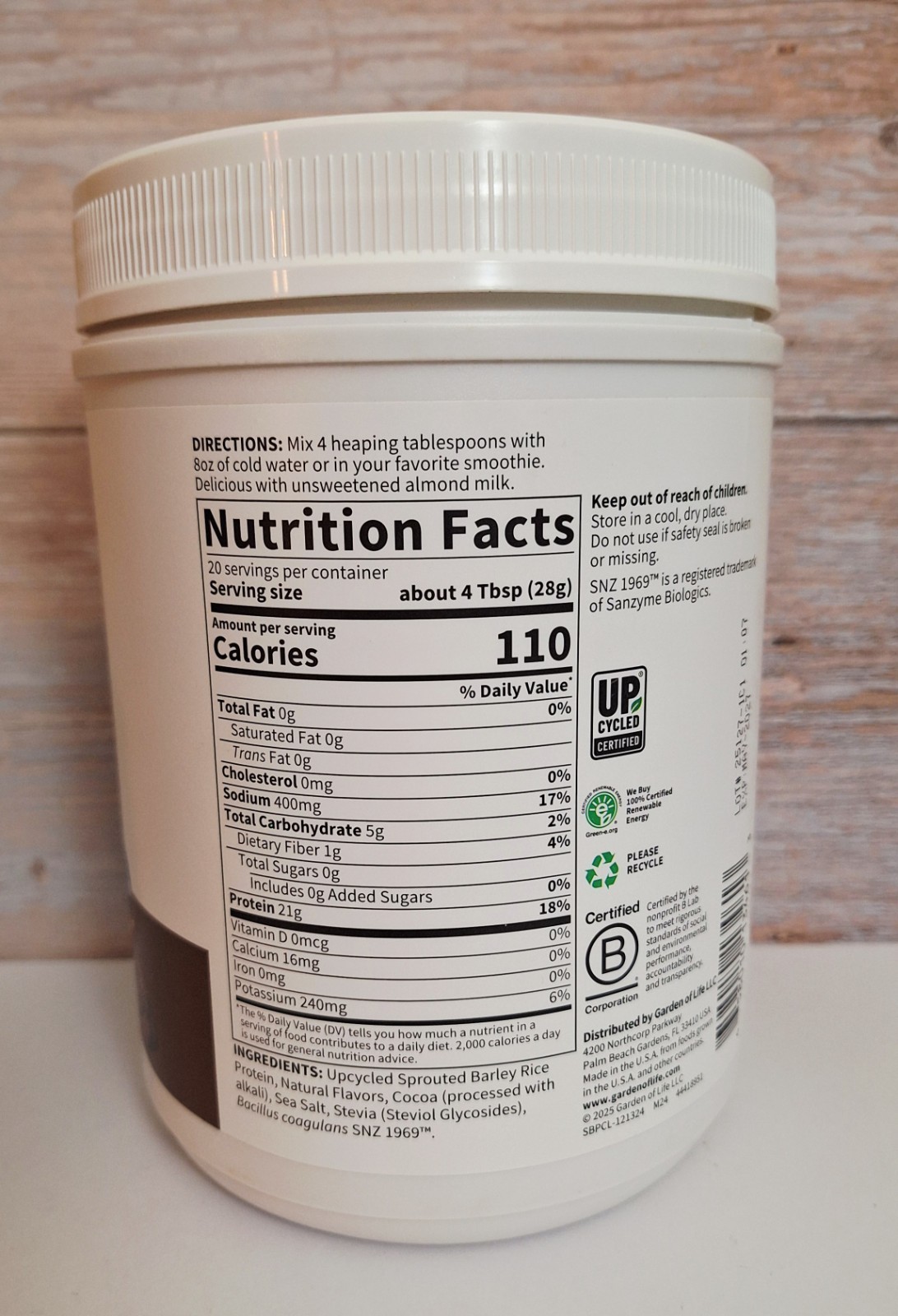 Garden of Life Barley Protein, Chocolate 🍫, Plant-based Non-GMO, 21g Protein.