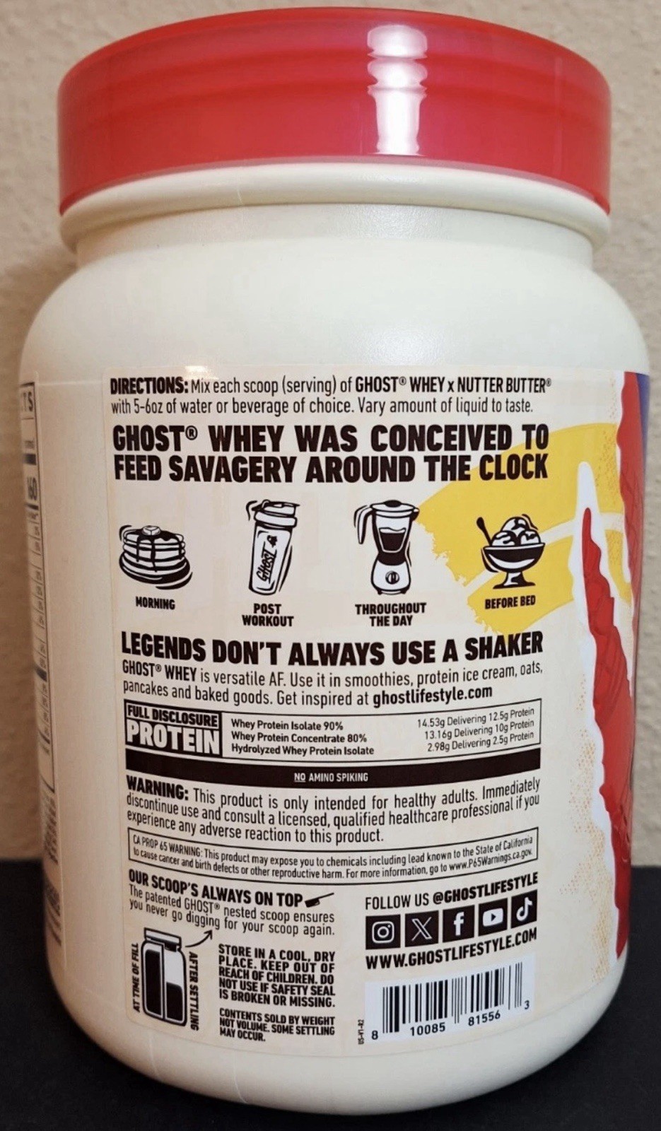 GHOST Whey Protein, Nutter Butter 🥜 1.4lbs, 26G Protein, 15 Servings, 09/2027✨️
