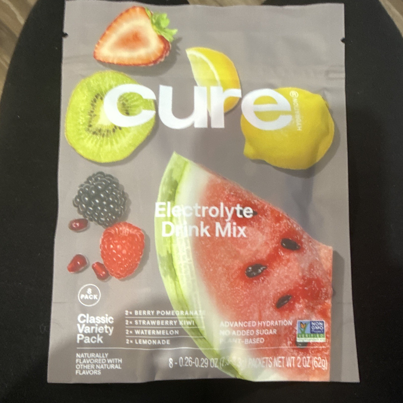 Cure Electrolyte Drink Mix No Added Sugar Vegan Variety Pack 8 Pack 2 oz
